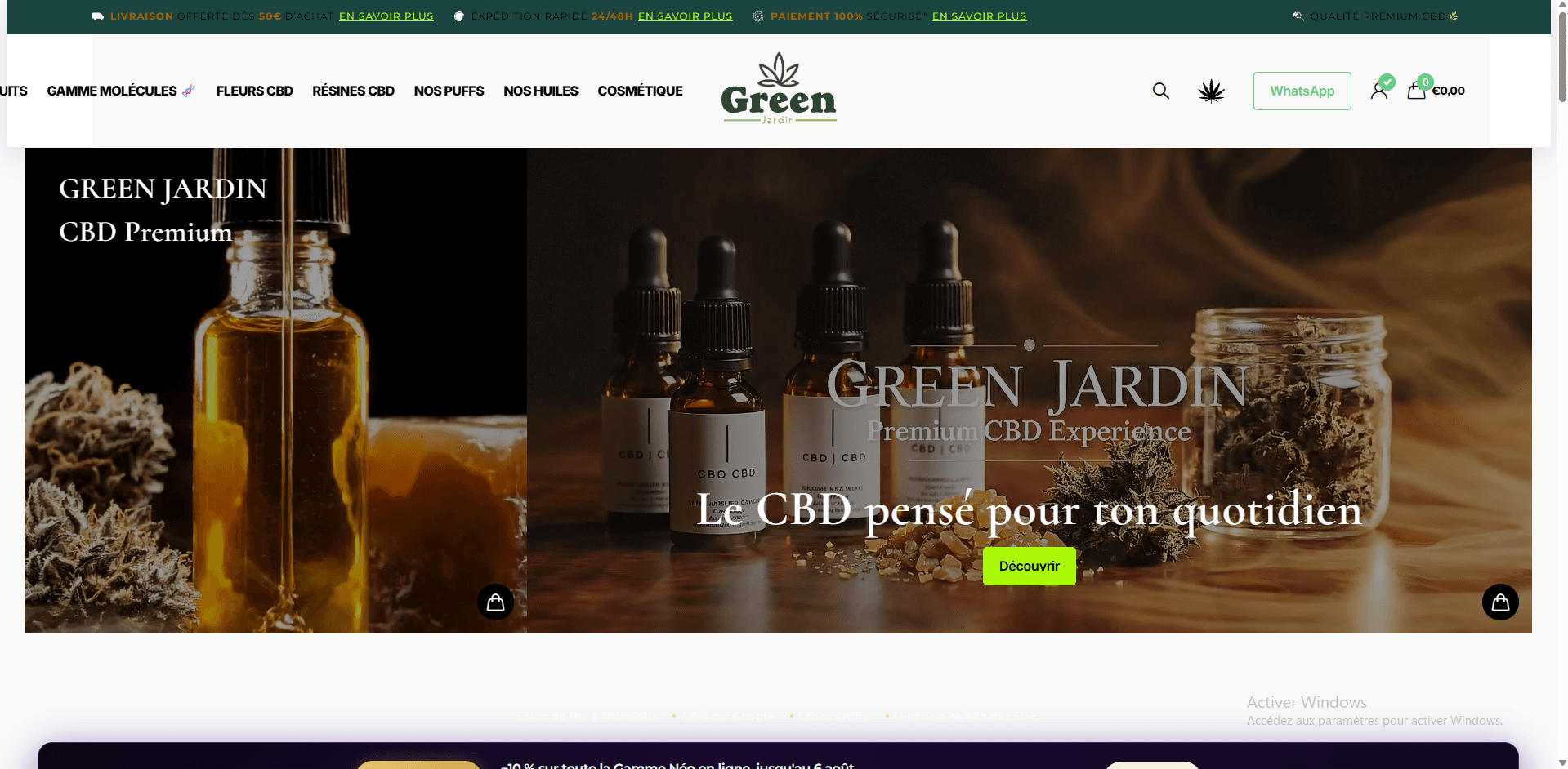 Green Jardin Shopify homepage