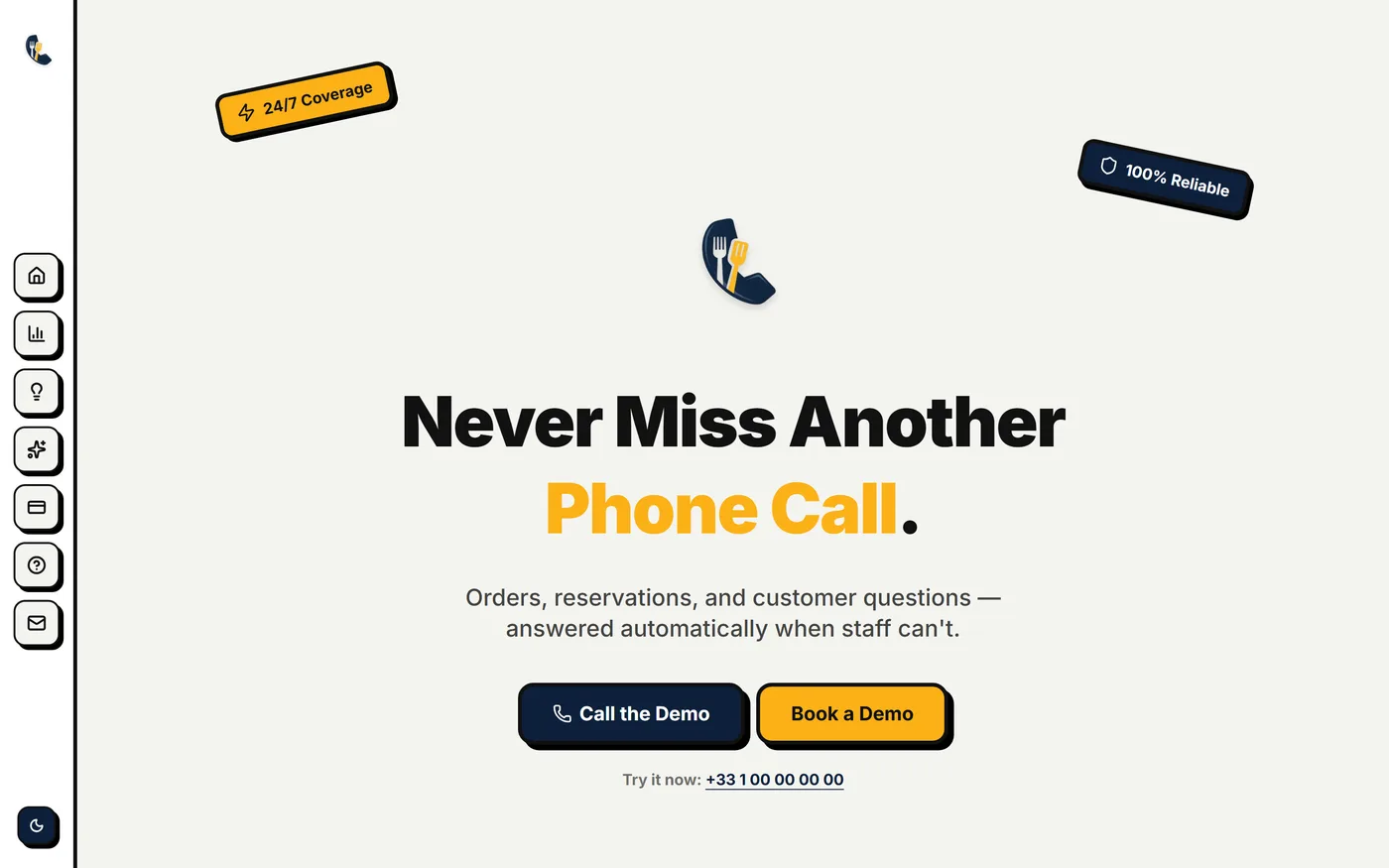 Screenshot of CallKitchen