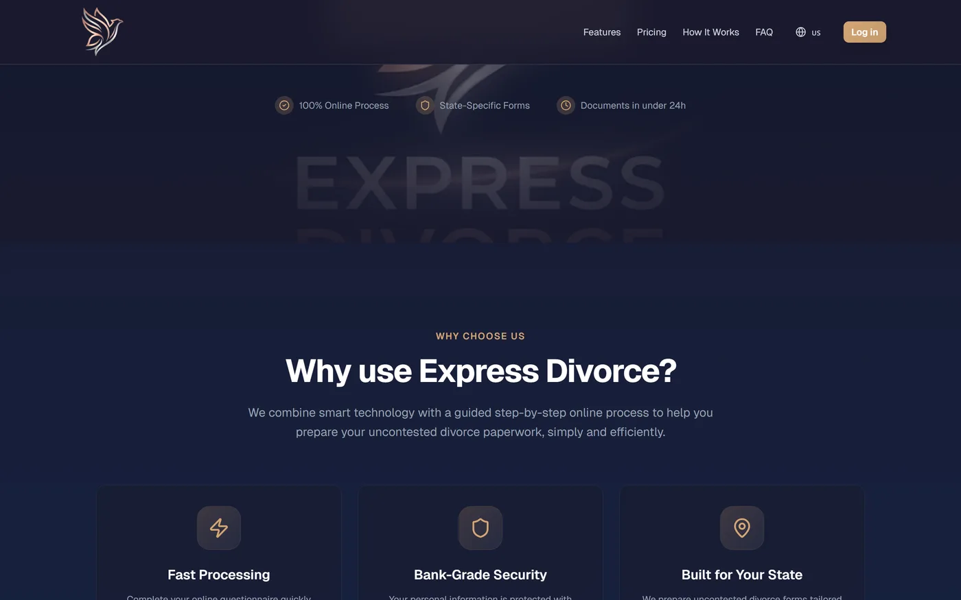 Express Divorce guided flow